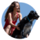 Photo thérapeute avec son chien regardant vers l'avenir